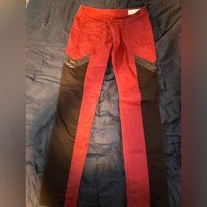 RARE rag & bone x Intermix Limited Edition DARK RED Jeans w/ Faux Leather Panel